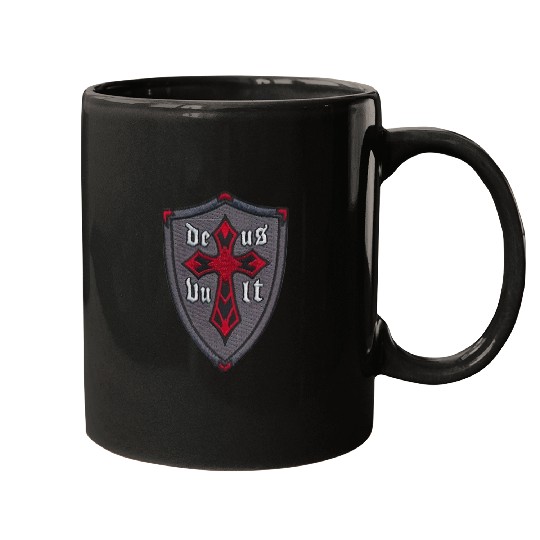 Deus Vult Cross on Shield Mugs