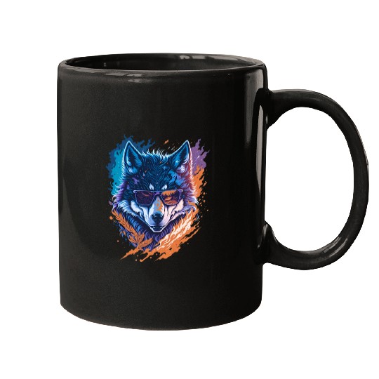 Wolf Wearing Sunglass Mugs