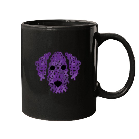 Purple Ribbon Dog Face Lupus Inspirational Awarene Mugs