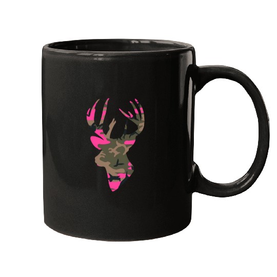 Deer -S Camo Outfitter Black Mugs