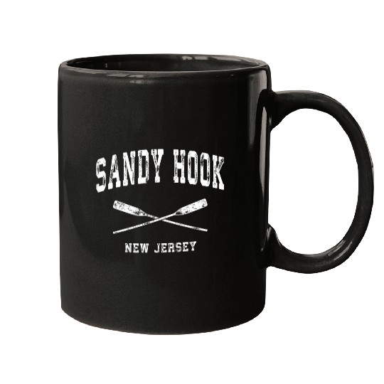Sandy Hook New Jersey Nautical Crossed Oars Mugs