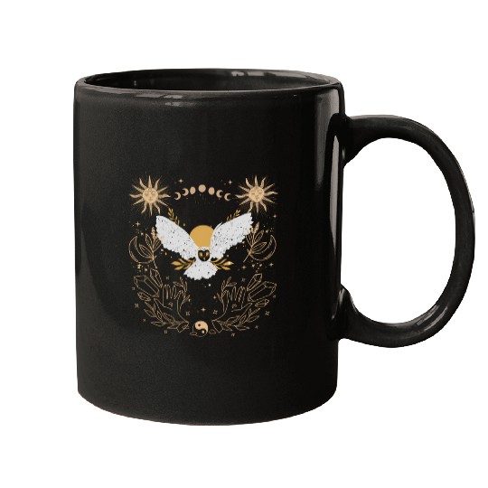 Dark Academia Tarot Card Sun Moon Crystals Owl Mugs