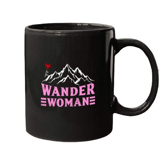 Wanderwoman Mountaineering Hiking Women Mugs