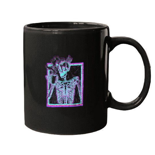 Distressed Synthwave eleton Vaporwave Smiling Mugs