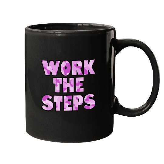 Work the Steps purple camo Mugs