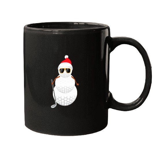 Santa Snowman Golf Ball Golfer Mugs