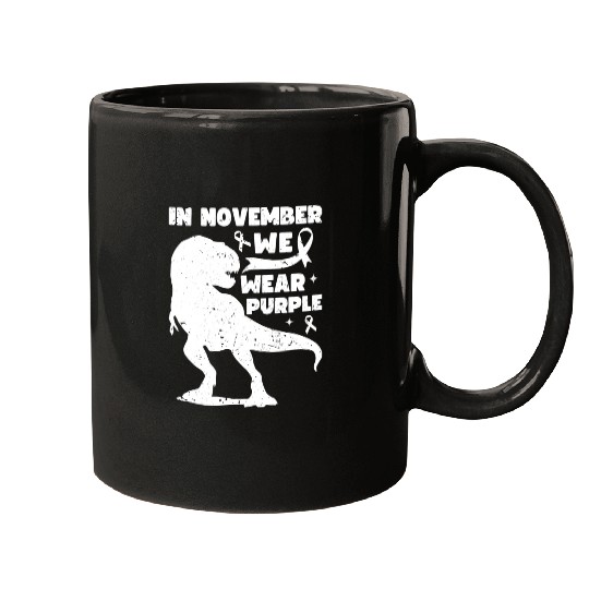 In November We Wear Purple T Rex Dinosaur Epilepsy Mugs