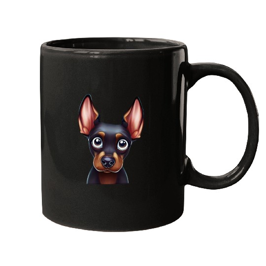 Playful Doberman Pinscher Art Mugs