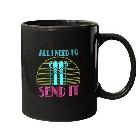 Retro Neon Send It Skiing Freestyle Skiers Ski Mugs