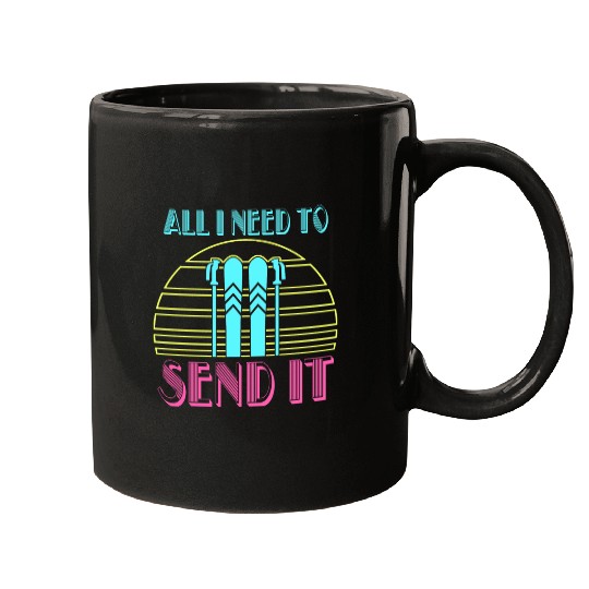 Retro Neon Send It Skiing Freestyle Skiers Ski Mugs