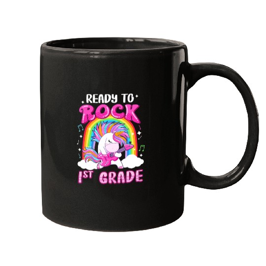 Rocking 1St Grade Electric Guitar Unicorn Rainbow Mugs