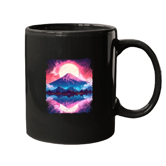 Mount Fuji Vaporwave Aesthetic Japan Sight Volcano Mugs