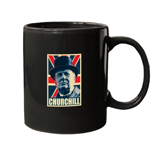 Winston Churhill Union Jack Propaganda Pop Art Mugs
