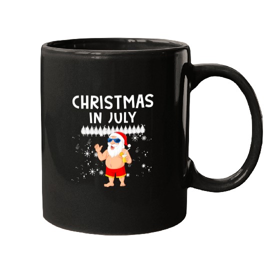 Funny Santa Christmas In July Summer Xmas Gif Mugs
