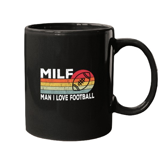 Milf Man I Love Football Retro Vintage Sports Mugs