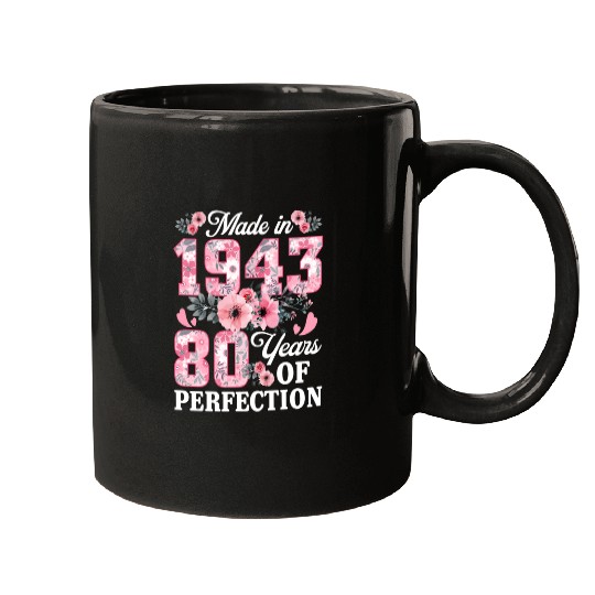 80 Made In 1943 Floral 80Th Mugs