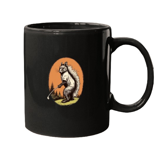 Golfer Skunk Golf Club Golfing Golf Player Weasel Mugs