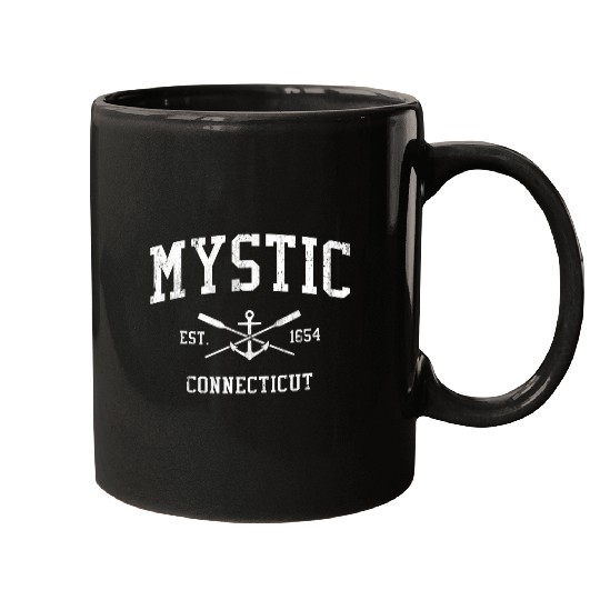 Mystic Ct Crossed Oars Boat Anchor Sports Mugs