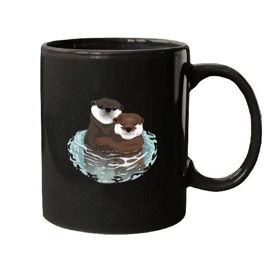 Otters Swimming Summer Mugs