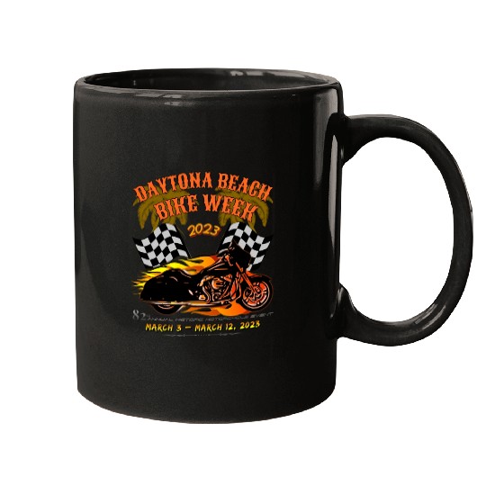 Daytona Beach Bike Week 2023 Checkered Flag Front Mugs