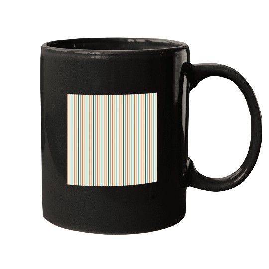 Orange Teal Stripes Mugs
