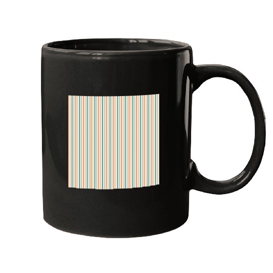 Orange Teal Stripes Mugs