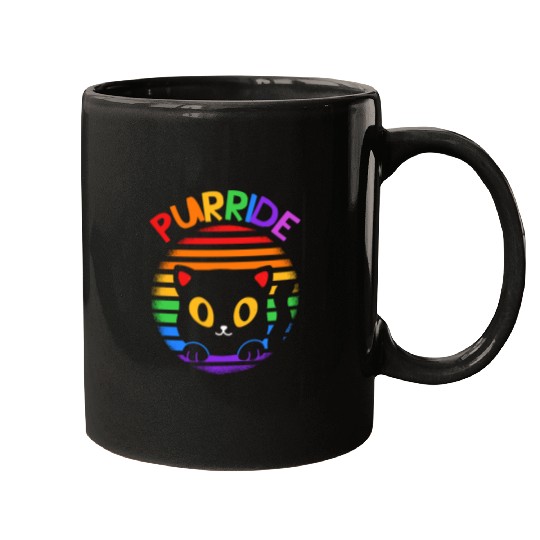 Purride Ally Cat Rainbow LGBT Pride Month Feline Mugs