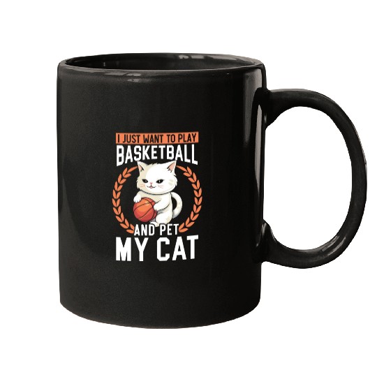 Basketball Cat Basketball Player I Love Basketball Mugs