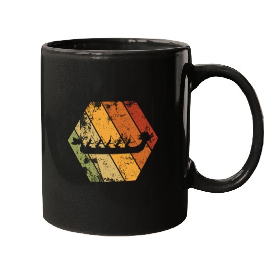 Dragon Boat Racing Retro Vintage Hexagon Logo Mugs