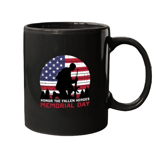Honor The Fallen Heroes Memorial Day Us Flag Mugs