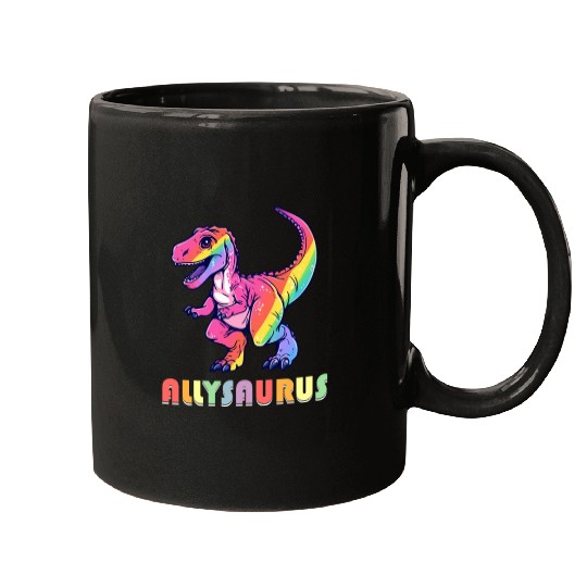 Allysaurus LGBT Transgender Dino Rainbow Lesbian Mugs
