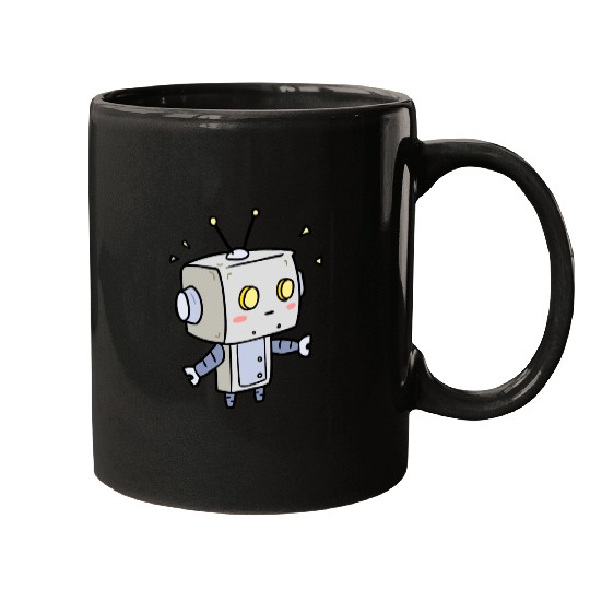 Cute Robot Kid Blushing Mugs