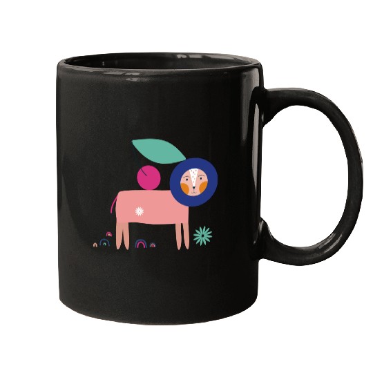 Cherry Picking Lion Kids Nature Funny Animal Mugs