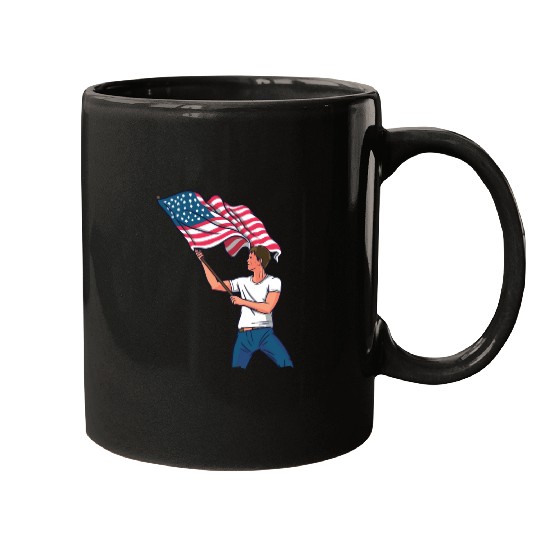 Waving Usa Flag Mugs