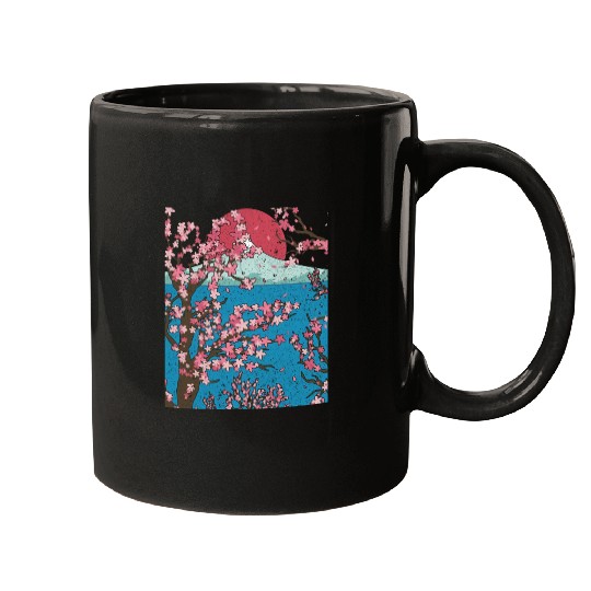 Japan cherry blossom gift sunset sakura Mugs