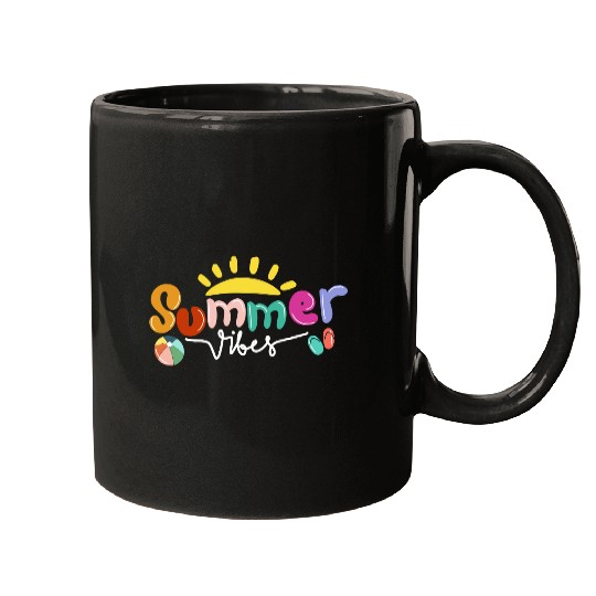 Summer Vibes Hello Vacation Beach Sunshine Funny Mugs