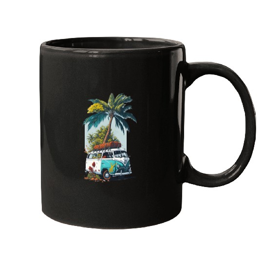 travel car caravan summer coco tree Mugs