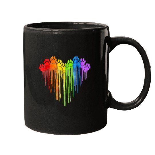Dog Paws Rainbow Heart Dog Lover Gay Pride LGBT Mugs
