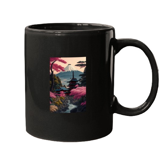 Asia Landscape Serene Mount Fuji Mugs