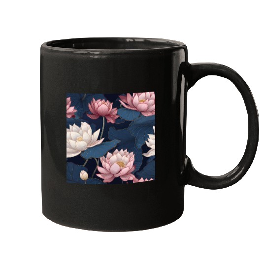 Serenity Blooms: Timeless Lotus Pattern Mugs