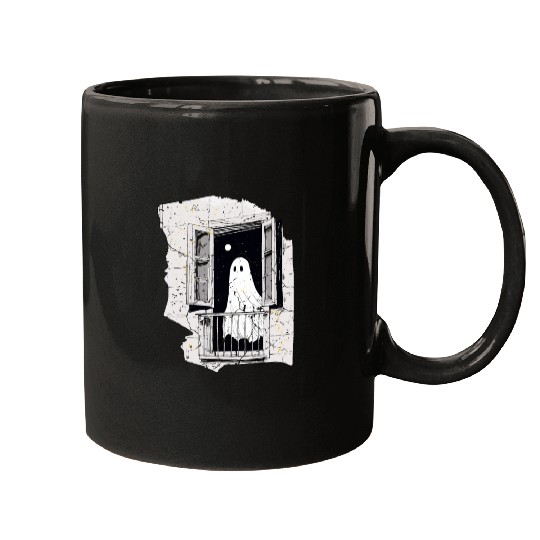 Spooky Ghost in the Window, Boo in the Window Mugs