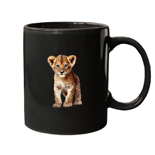 young Lion - Loving Lion Cub Design Mugs