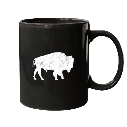 Distressed Buffalo Bison Animal Mugs