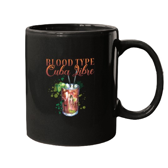 Blood Type Cuba Libre Cocktail Bartender Mugs