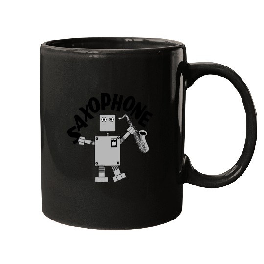 Saxophone Robot Text Mugs
