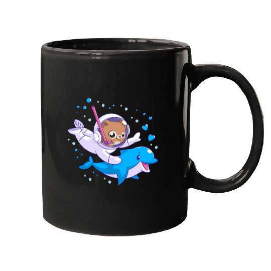 Undersea cat and dolphin Mugs