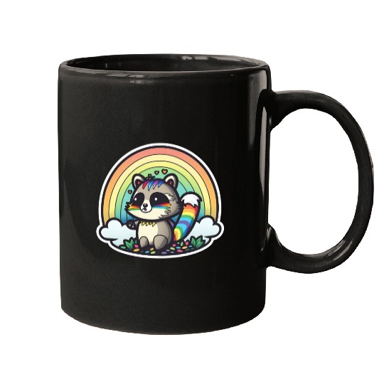 Weird Rainbow Raccoon Mugs