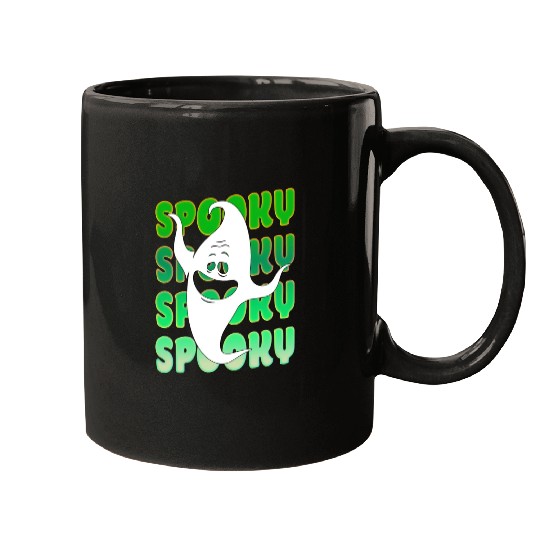 Spooky Halloween Ghost Green Mugs
