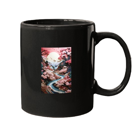 Mosaic Zen Garden River - Cherry Blossom Mugs