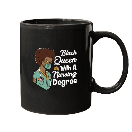 Black Queen With A Nursing Degree Mugs